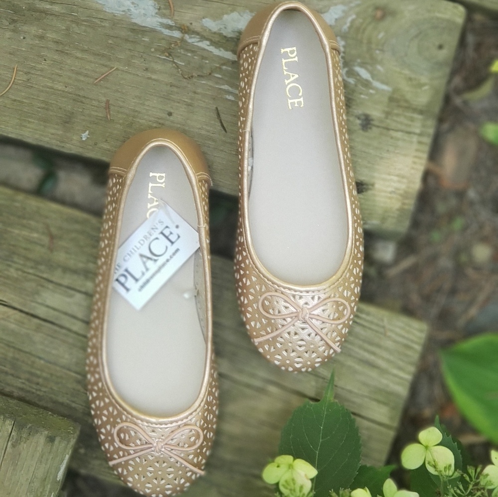 NWT Children's Place rose gold ballet shoes